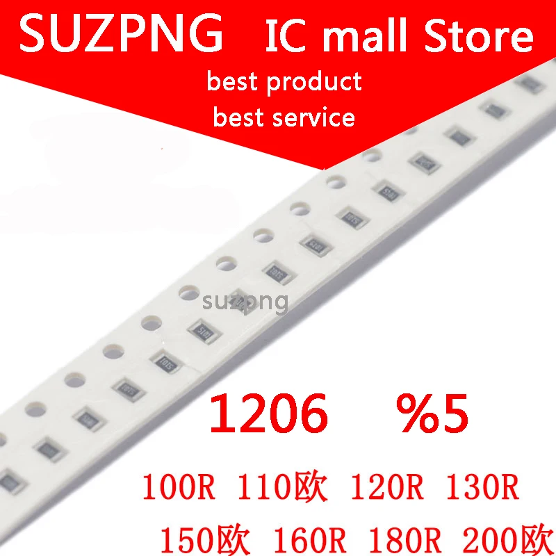 

100 шт., резистор 1206 SMD 5% R 110R 120R 130R 150R 160R 180R 200R