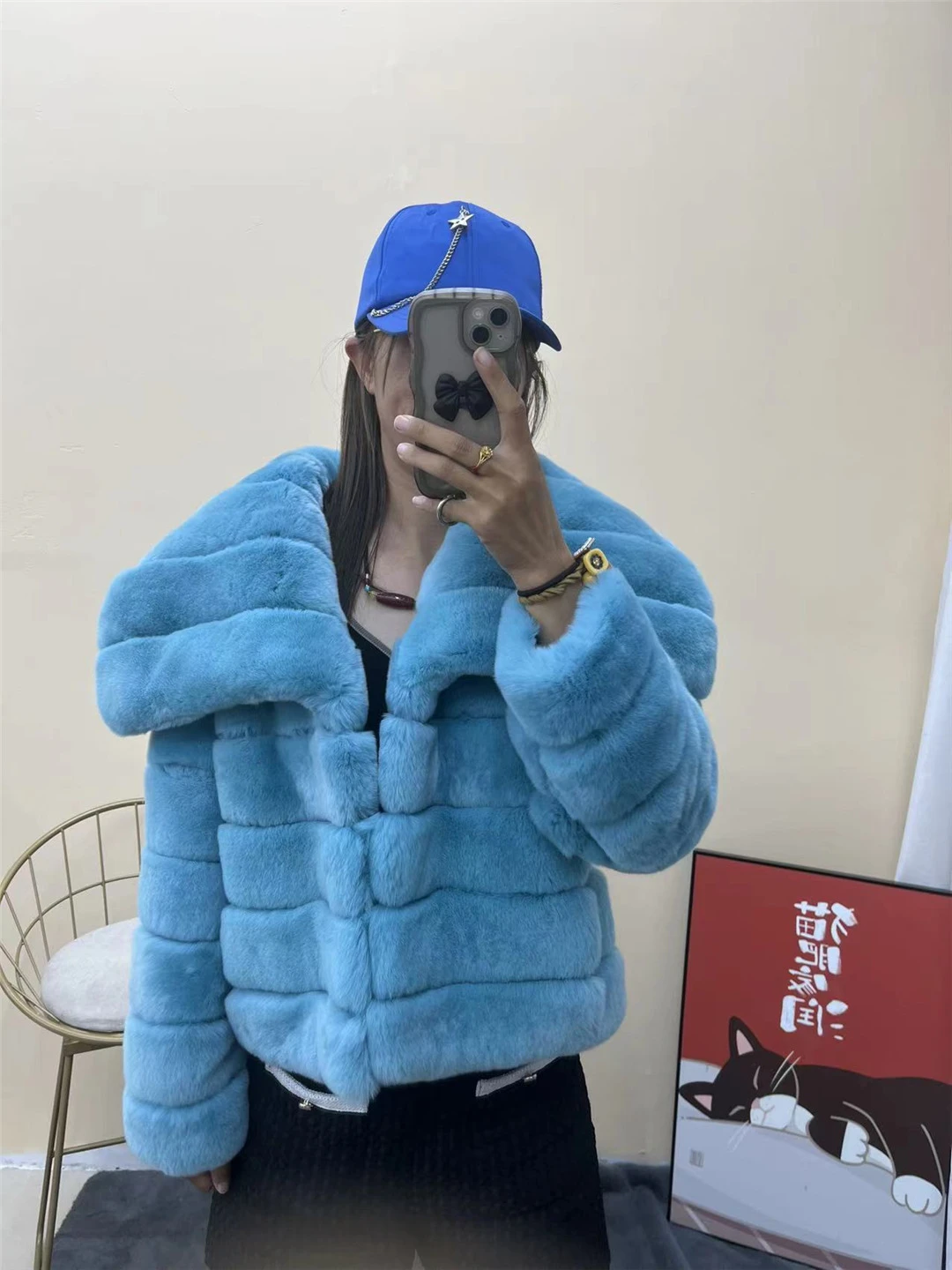 Winter Chinchilla Rex Rabbit Fur Coat Women Short Jacket Natural Fur Outerwear Thick Warm Streetwear Female Clothes enlarge
