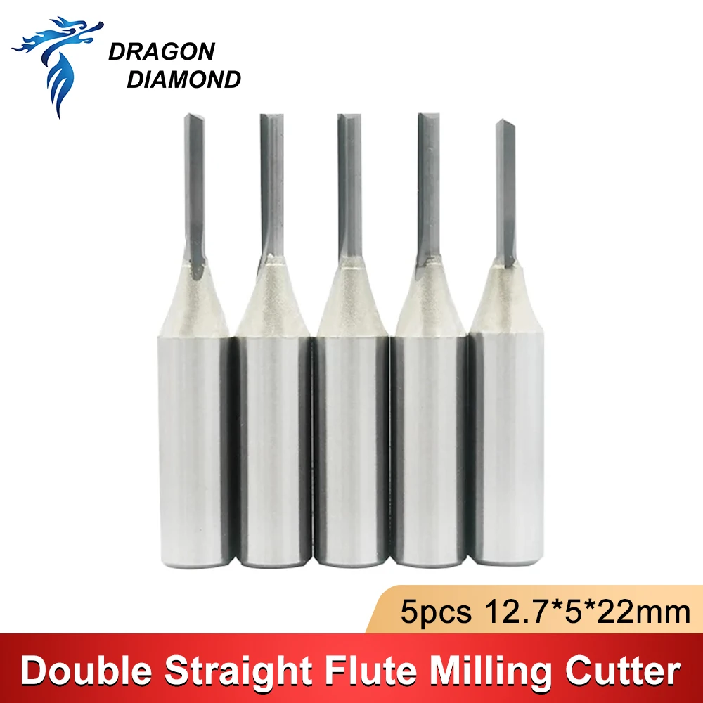 

5pc TCT Double Flute Straight Slot Carbide Cutters CNC Router woodworking Bits 1/2" 12.7*5*22mm