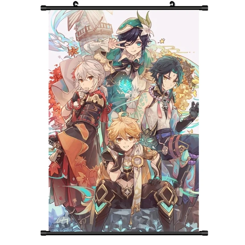 

Genshin Impact Hanging Painting Hutao Kazuha Raiden Shogun Keqing Kokomi Ganyu Yae Miko Painting For Home Decor Painting