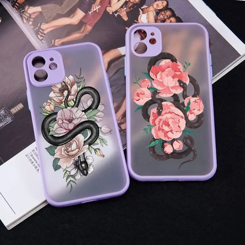

Flower Snake Phone Case matte transparent For iphone 7 8 11 12 13 plus mini x xs xr pro max cover