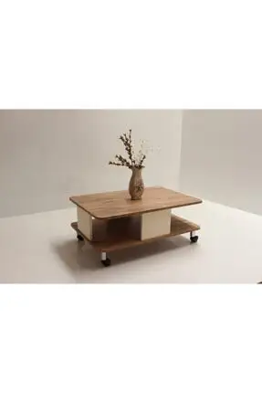 

Modern lux Oval Edge Medium Coffee table With Wheels for Lux Walnut-Cream coffe table
