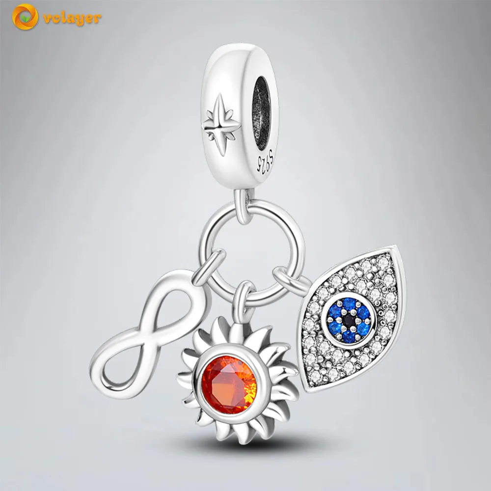 

Volayer 925 Sterling Silver Beads Eternal Amulet Dangle Charm fit Original Pandora Bracelets for Women DIY Jewelry Making