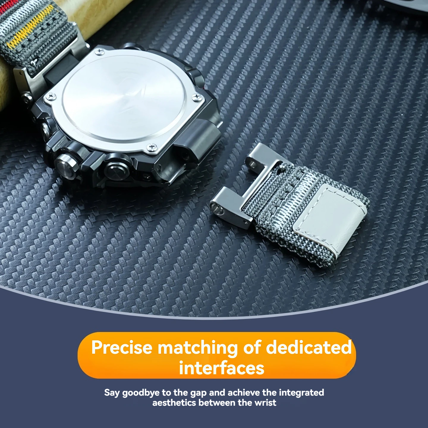 Фото Открытый ремешок для Casio Steel Heart GST-W300G S130 B100 Series Diving Back Fly Bite Мундштук Быстросъемный крючок Нейлоновый ремешок №3