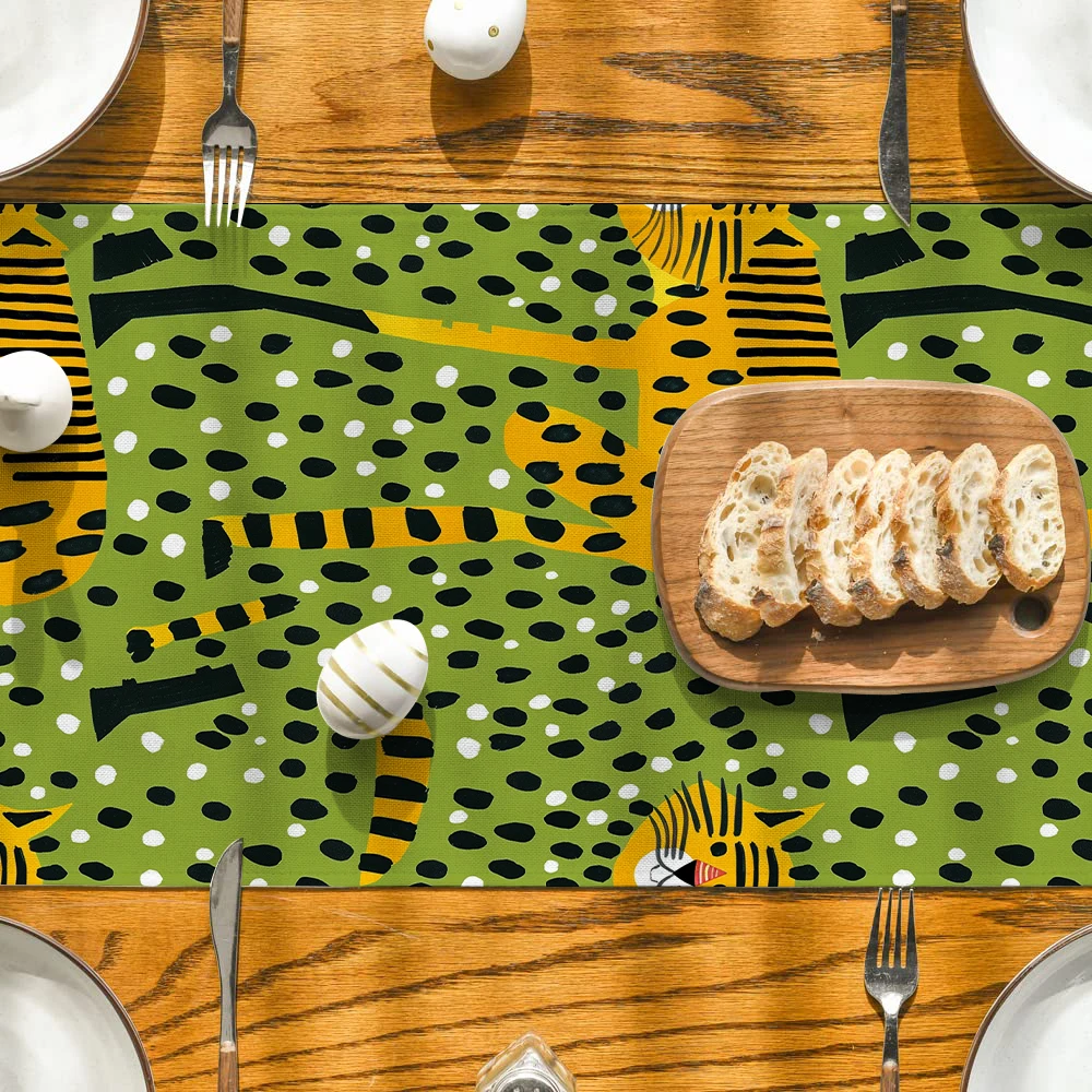 Настольная дорожка в горошек с тигром комод декор для кухни праздничная