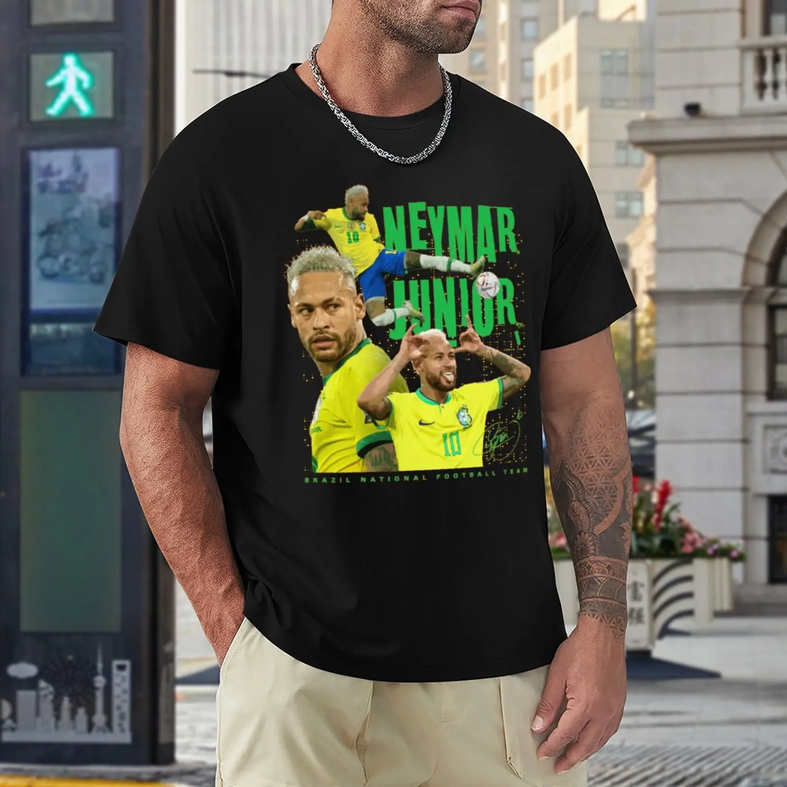 

Brazil Neymars And Da Silvas Jr. Football Team Sport Title Cute T-shirts High Quality Home Eur Size