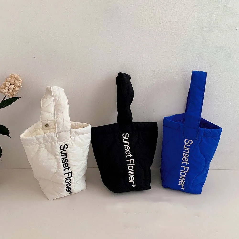 

Autumn Winter Kids Handbag Children's Thickened Embroidery Letter Bag For Boys Girls One Shoulder Bag