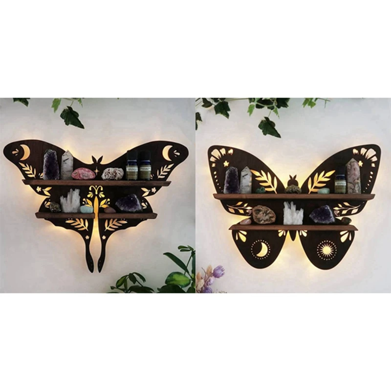 

Деревянная полка для кристаллов светодиодный светодиодной подсветкой стеллаж для хранения эфирных масел