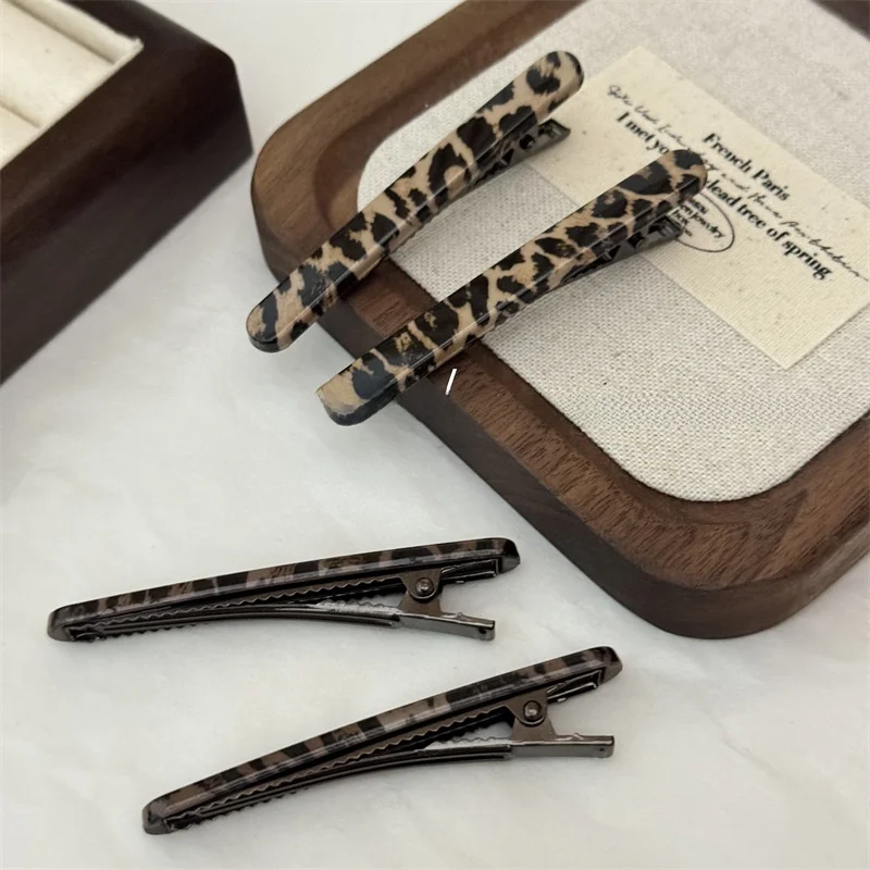 Internet Celebri Leopard Print Metal Hairpin High-Grade Sweet Cool Duckbill Clip Side Bangs Retro All-Match Broke...