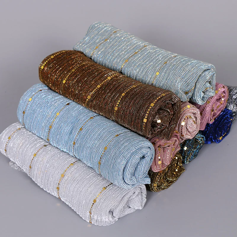 Женская Блестящая шаль элегантная легкая эластичная с блестками 180x65 см