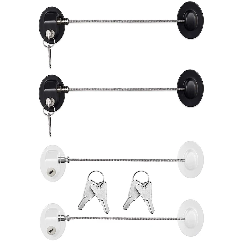 

4 Pack Refrigerator Door Lock With Keys Adhesive Fridge Freezer Door Lock File Drawer Lock For Child Safety And Privacy, Black A