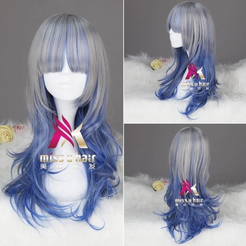 

New long curly-tailed anime lolita party cosplay wig complete with heat-resistant bang halloween party for female adult girl +
