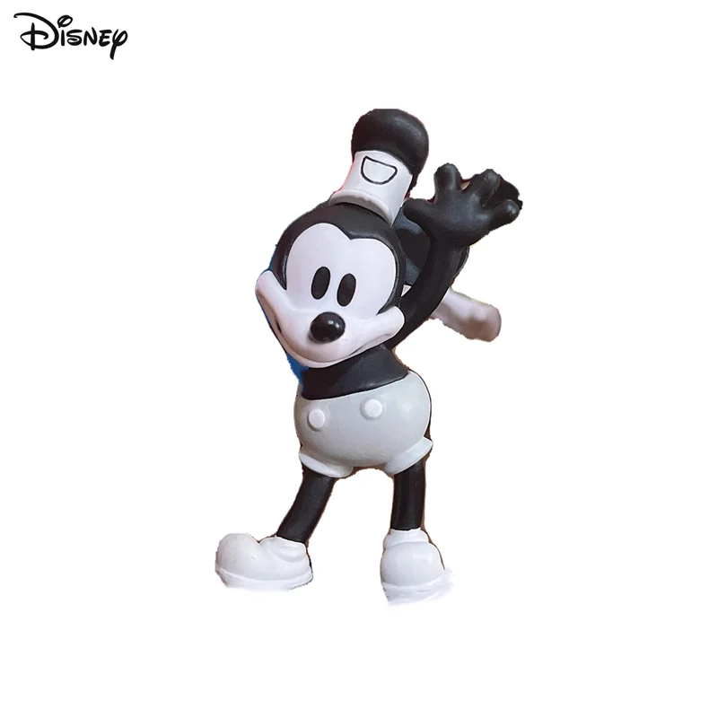 

1pcs Original Disney Anime Cartoon Retro Black And White Mickey Mouse PVC Model Toy High Quality Children Gift 6cm