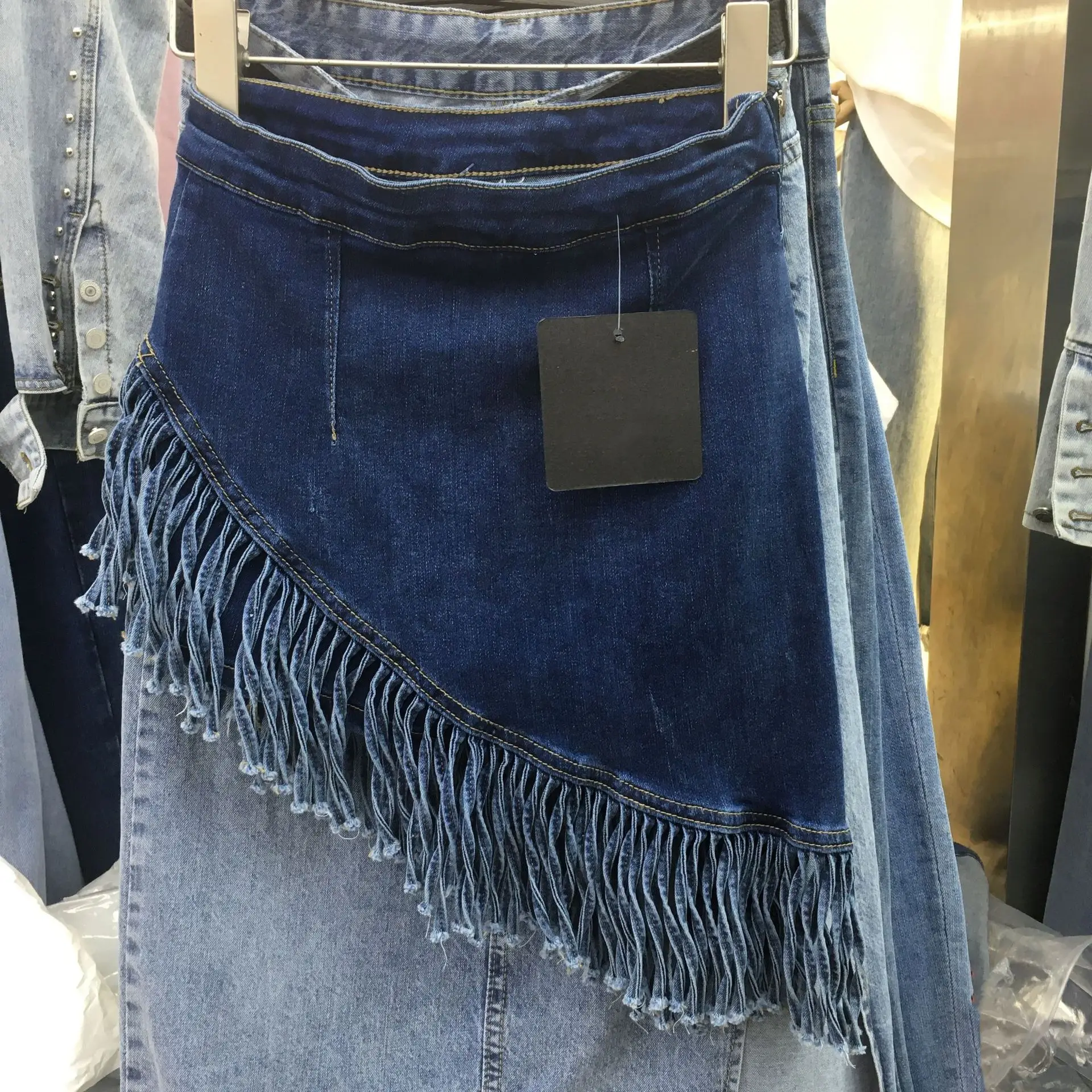 

Sexy Mini Denim Skirts Women Casual Irregular A-line Skirts High Waist 2022 korean Fashion Spring Short Tassels Denim Skirt Lady