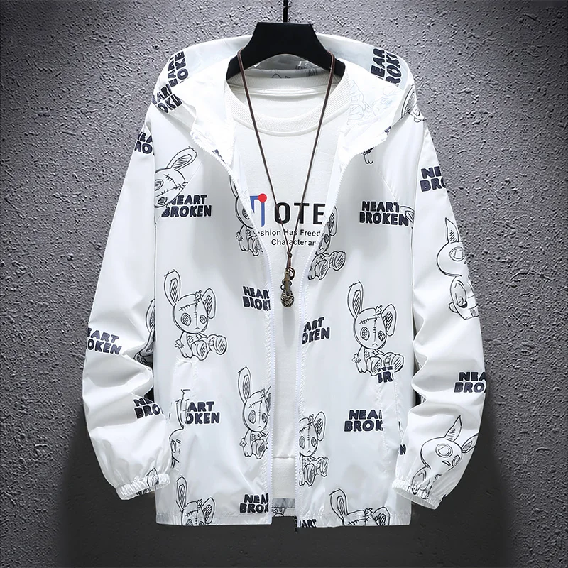 

2023 New Cartoon Pattern Jacket for Men Summer Trend Fashion Youth Student Jacket Thin Breathable and Sunscreen Clothing FS-2971