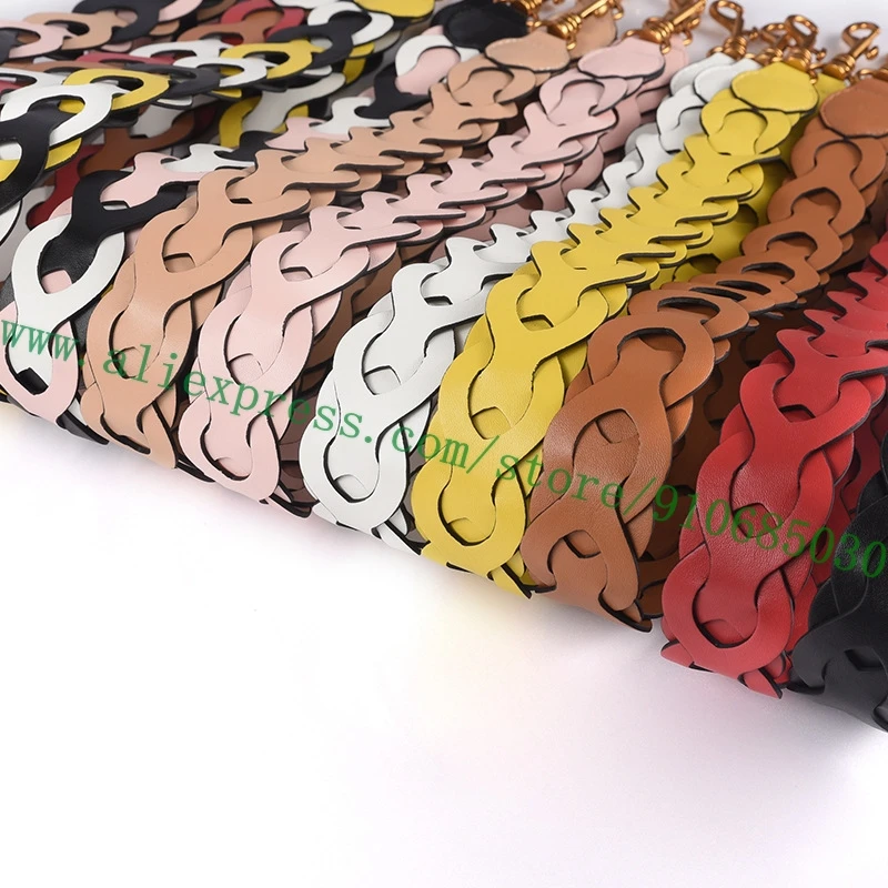 Top Quality Genuine Calfskin Bag Strap For Lady Handbag Women Shoulder Carrying Belt Wavy Twisted