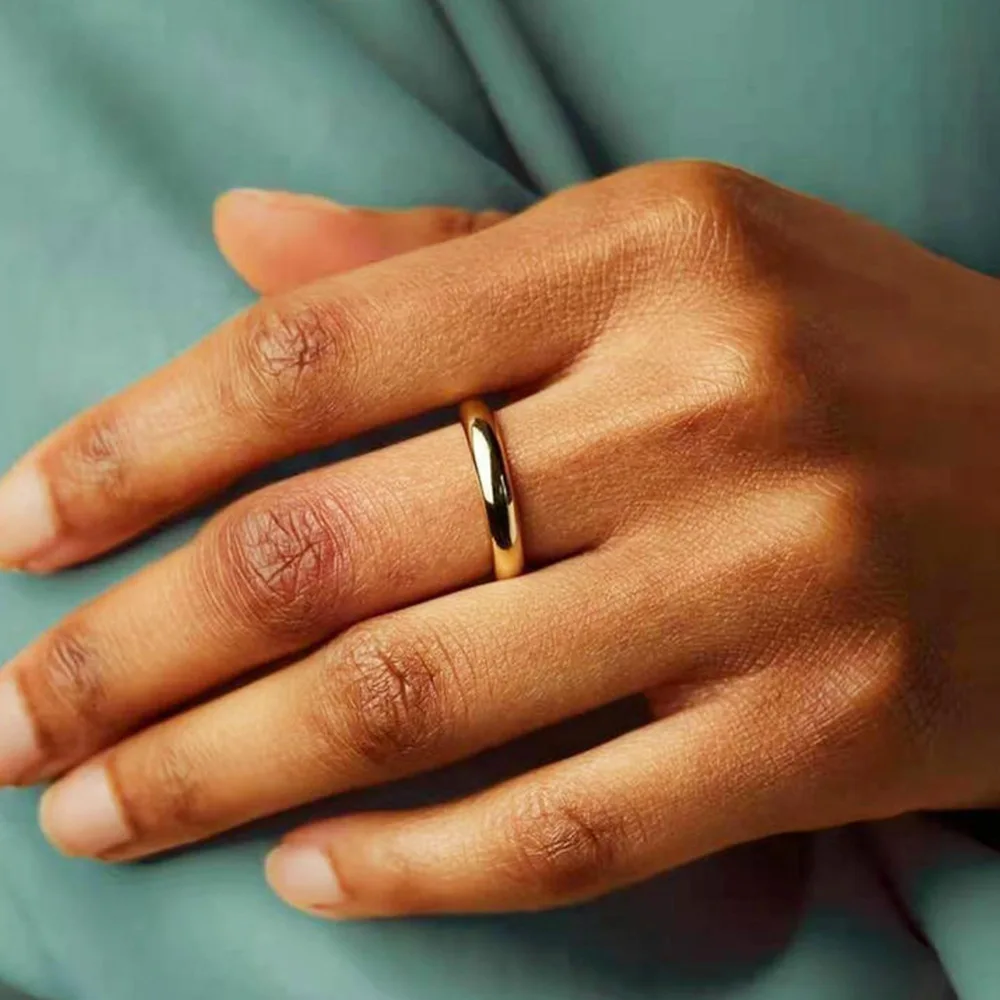 

Stainless Steel PVD 18K Gold Plated Tarnish Simply Solid Rings For Woman Jewelry Wholesale 2023 Trendy