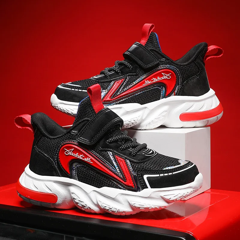 

Высококачественные детские спортивные кроссовки для бега, сетчатые, оранжевые, синие кроссовки для отдыха и прогулок для мальчиков, модные ...