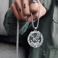 new fashion falcon eagle pendants round philippine brotherhood silver color necklace women men jewelry gift