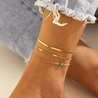 cuban multilayer snake bone chain turquoise anklet ladies simple versatile thin chain metal anklet anklets for women