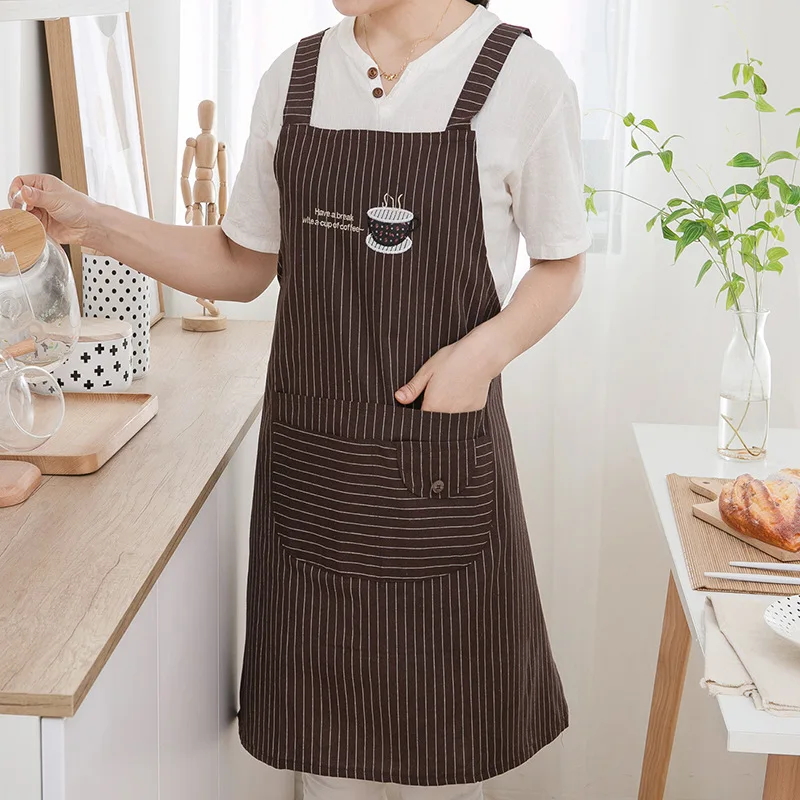 

Home Kitchen Apron Double Canvas Vest Apron Men Women Cafe Supplies Apron Skirt Custom Cooking Accessories Barbershop Apron
