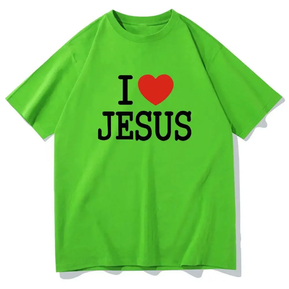 Футболка хлопковая унисекс с принтом Я люблю Иисуса модная Повседневная рубашка