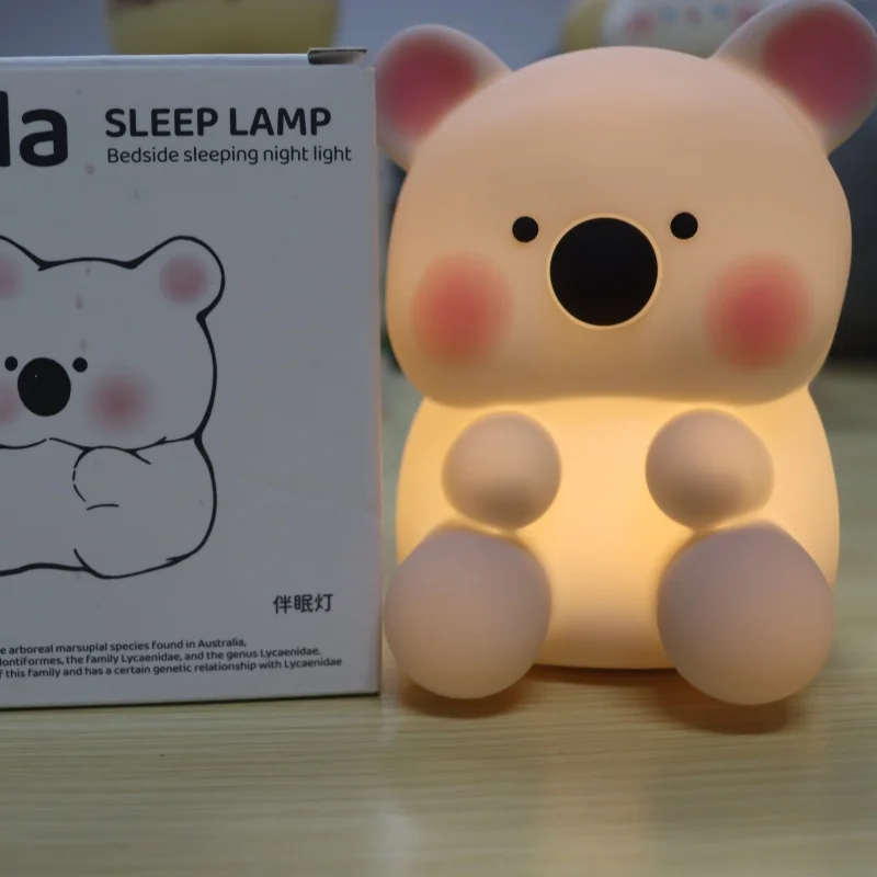 Новинка Kawaii Kaola светодиодная прикроватная Ночная лампа силикагелевый теплый