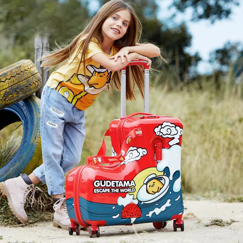 AO WEI LA Duffel Bag for Kids Ride-On Suitcase Carry-On Luggage with Wheels Suitcase Fits to Kids Aged 2-12 Years Old 20 24 Inch