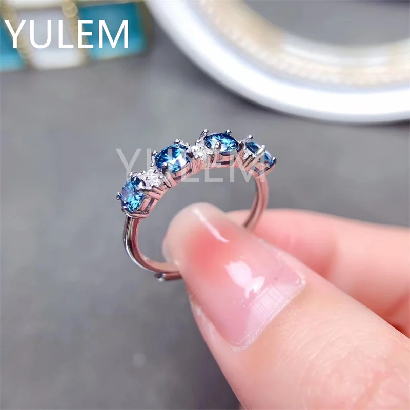 Royal Blue Moissanite Ring for Women Birthday Gift VVS1 4MM Lab Diamond  Real 925 Solid Sterling Sliver