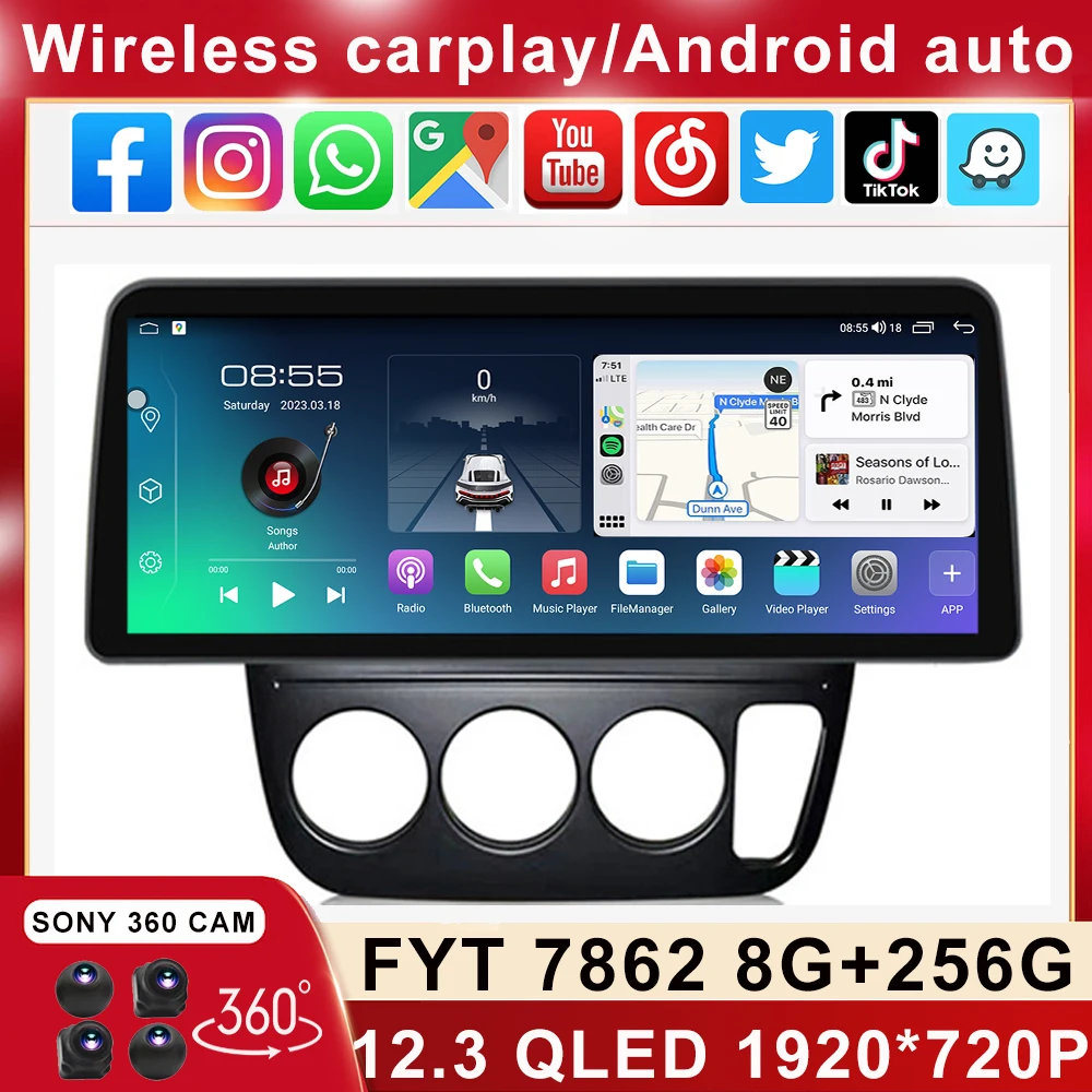 

4G 1920 *720 QLED Screen For Honda CR-V CRV 1995 - 2001 Android 12 Car Stereo Multimedia Video Player Head Unit Carplay Auto SWC