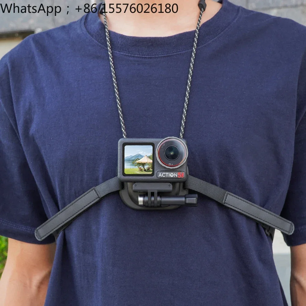 Фото Магнитное крепление на грудь Flymile Action 5 Pro + ремешок на шею для DJI Action 4/Insta360 Ace Pro 2, кронштейн для камеры, аксессуары для POV-съемки и селфи №4