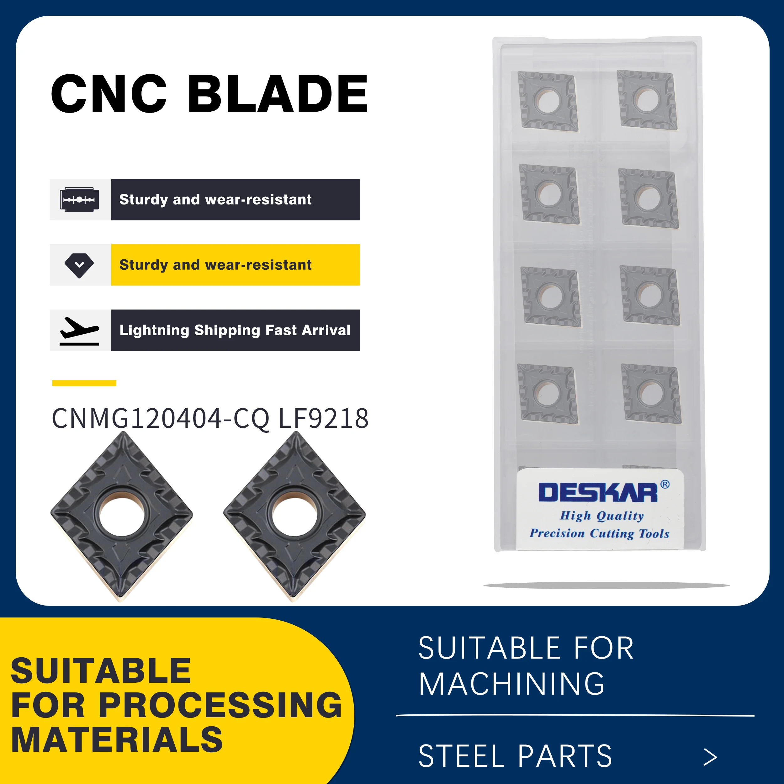 

CNMG120404 CQ LF9218 CNMG120408 CQ LF9218 Carbide Inserts External Turning Tool CNC Lathe Turning blades , Used For Steel Parts.