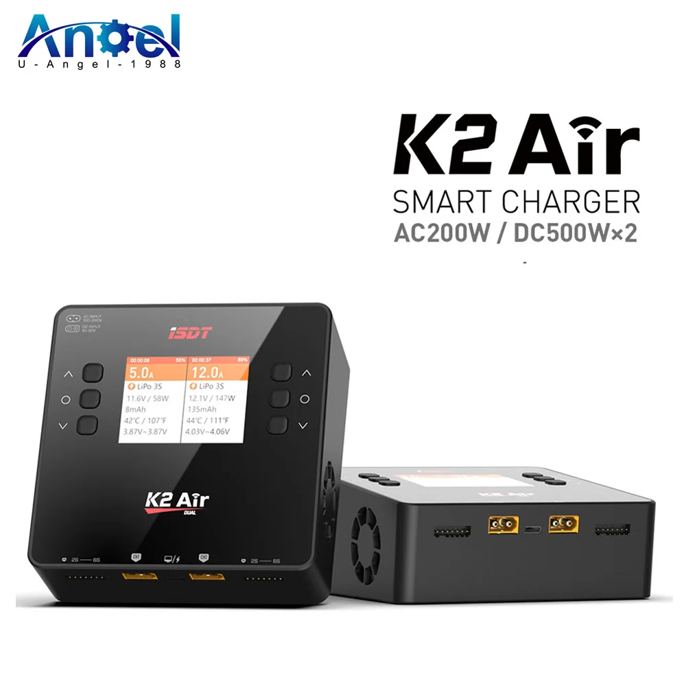 

ISDT K2 Air AC 200 Вт/DC 500 Вт x2 20A умное Двухканальное балансирующее зарядное устройство Lipo зарядное устройство Dis для Lipo NiMh Pb аккумулятора модели Rc