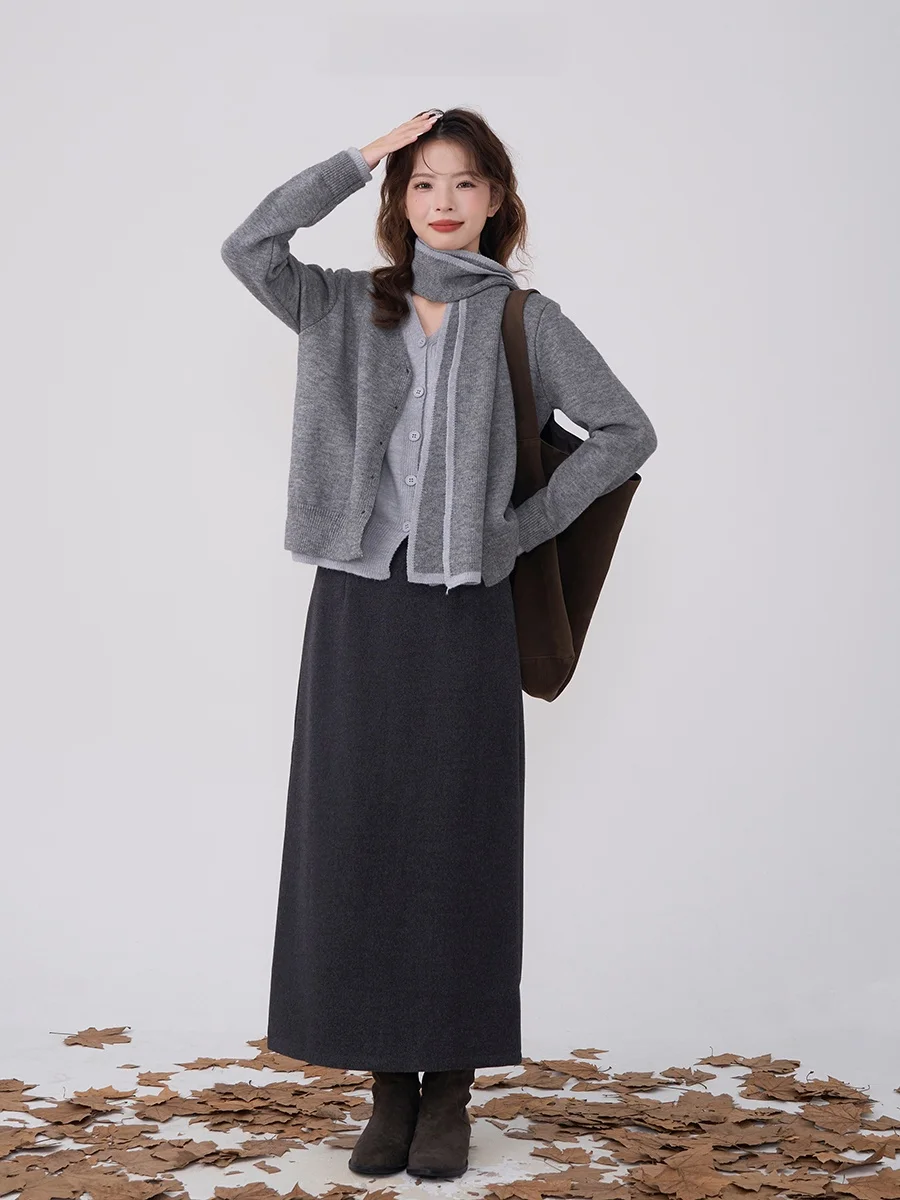 Hanada Showcase Htmeme October Sea контрастного цвета с v-образным вырезом искусственный вязаный