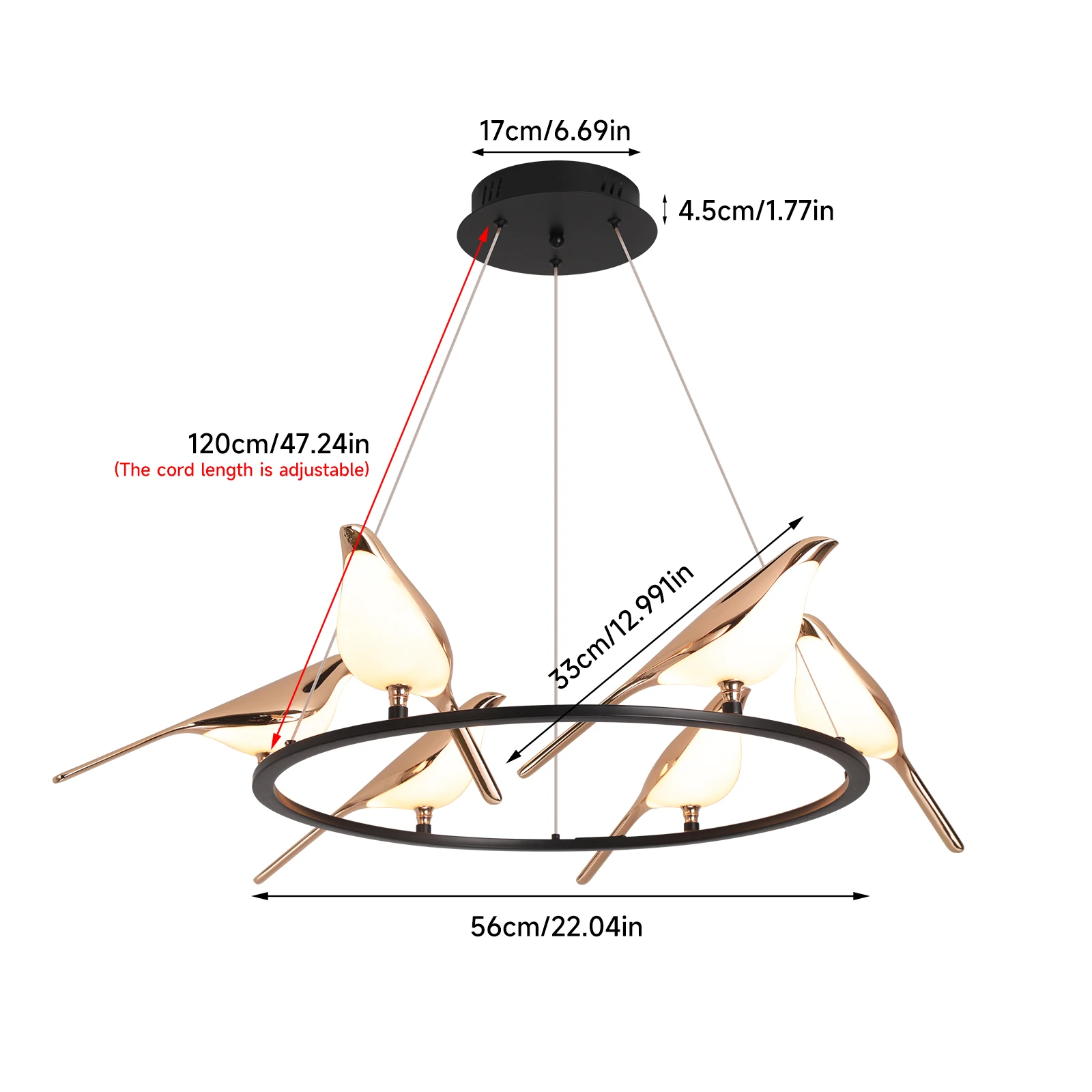 

Подвесные светильники GreeLustr золотые с птицами 3/6 головок