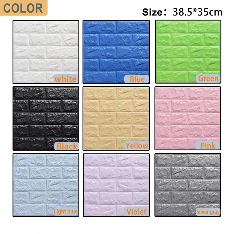 

35cmX38cm Decoractive 3D Wall Stickers Self Adhesive Foam Panels Home Decor Living Room House Decoration Bathroom Brick Sticker