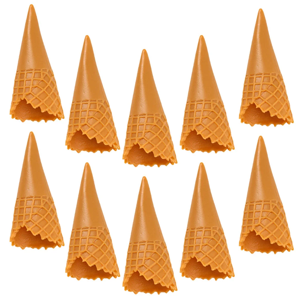 12 Pcs Ice-cream Crispy Cone Mini Food Toys Simulated Decor House Supplies Fake Model Cones Brown Coin Artificial Child