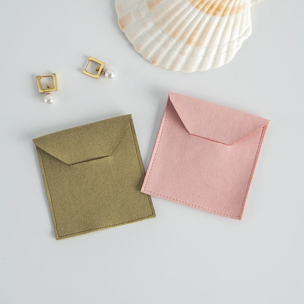 50Pcs/Lot Microfiber Envelope Jewelry Bag Wedding Jewellery Organizer Soap Candy USB Disk Gift Storage Case No Logo Plain Pouch