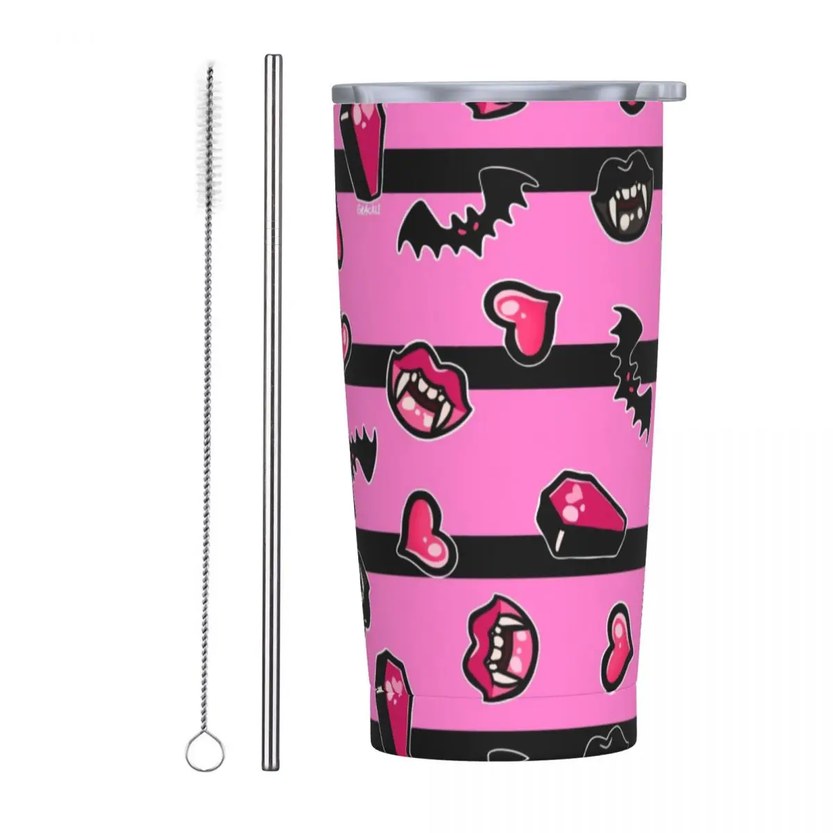 Изолированный вампир стакан с соломинкой и крышкой Термокружка Из Нержавеющей