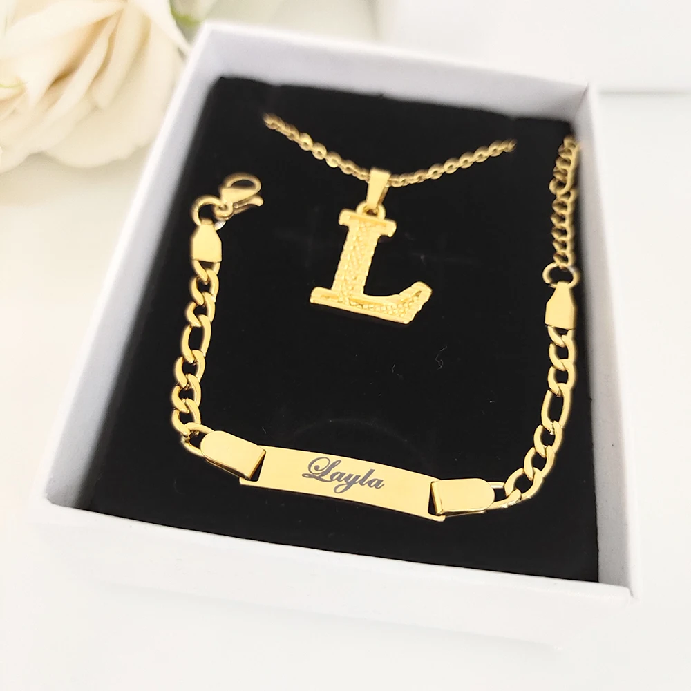 Набор ювелирных изделий DODOAI с надписью на заказ из нержавеющей стали именная