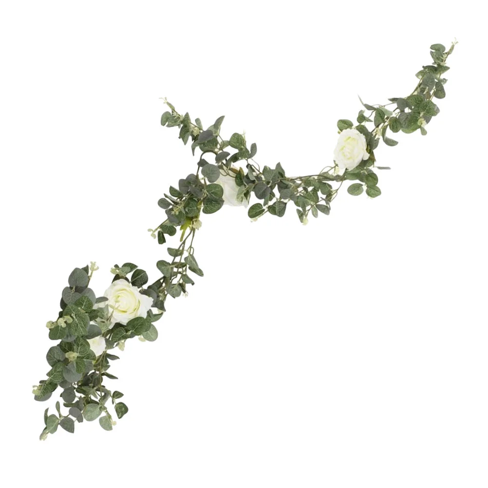 

Garland Eucalyptus Greenery Flower Artificial Hanging Wedding Faux Rose Flowers Backdrop Decor White Vineswreath Fake Leaves