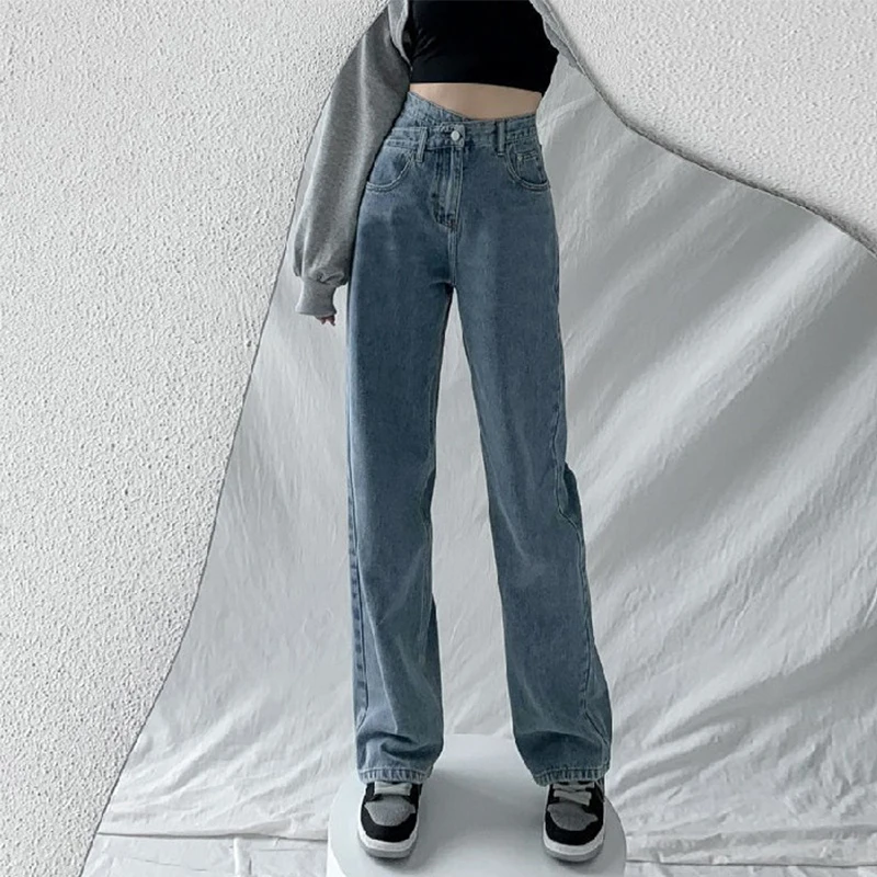Streetwear Korean Fashion Women's Jeans Trend Vintage Clothing Women  High Waist Y2k Baggy Female Cotton Denim Straight Pants