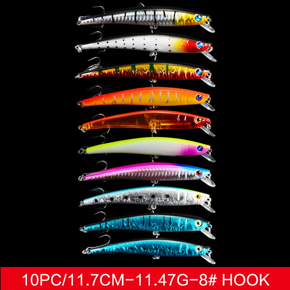 New 50Pc Mix Fishing Lures 635G 3D Eyes Hard Fake Lure Multi-Section Bait Artificial Bionic Baits with Hooks Sea Fishing Tackle enlarge