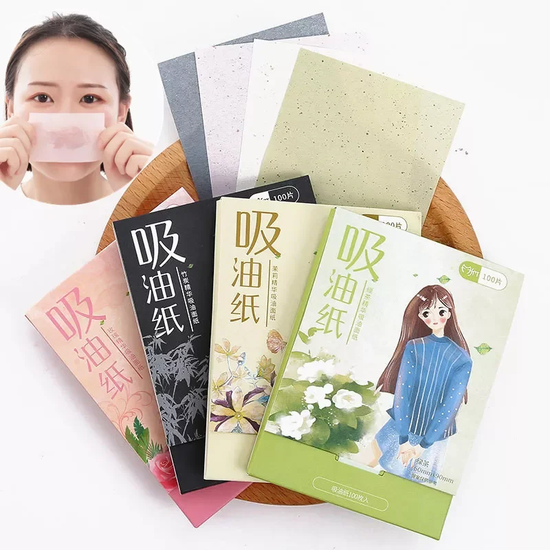 

100Pcs/Box Protable Facial Absorbent Paper Oil Control Wipes Green Tea Bamboo Charcoal Sheet Oily Face Blotting Matting Tissue