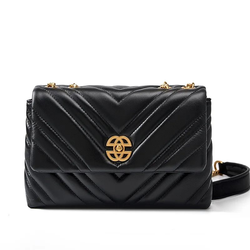 

Женская маленькая квадратная сумка Lingge на цепочке, модная дамская сумочка из воловьей кожи с золотой цепочкой, дамские сумки из натуральной кожи, 2023