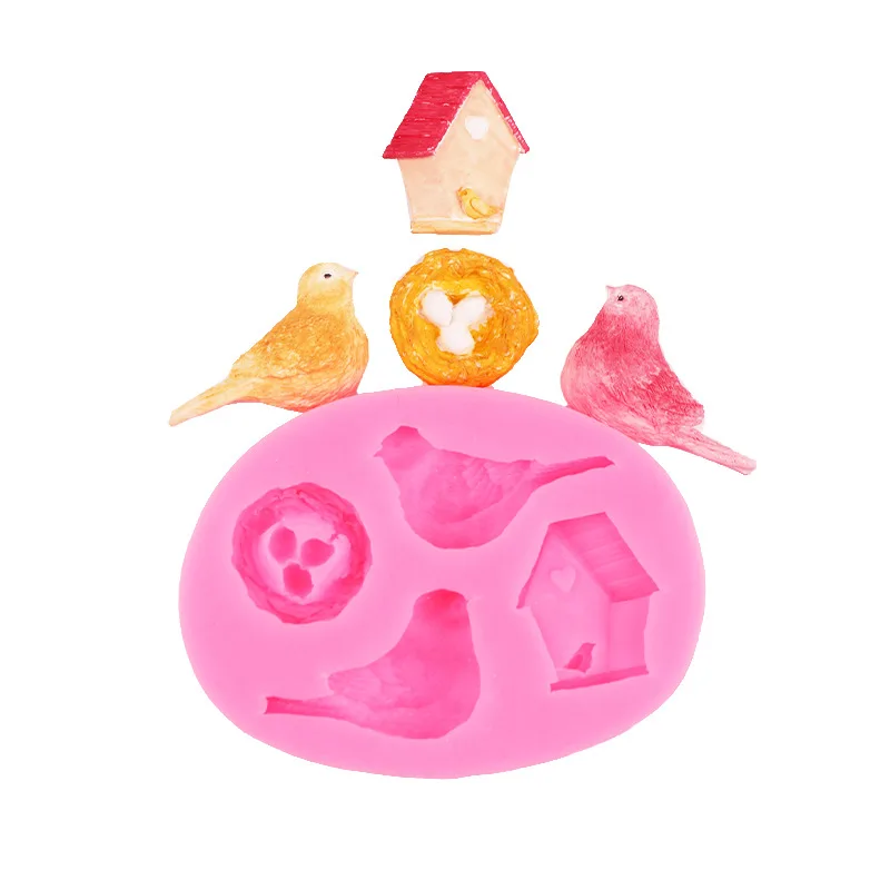 

Bird Nest Eggs House and Other Modeling Mousse Chocolate Silicone Cake Decorations Mold Mould Silicone