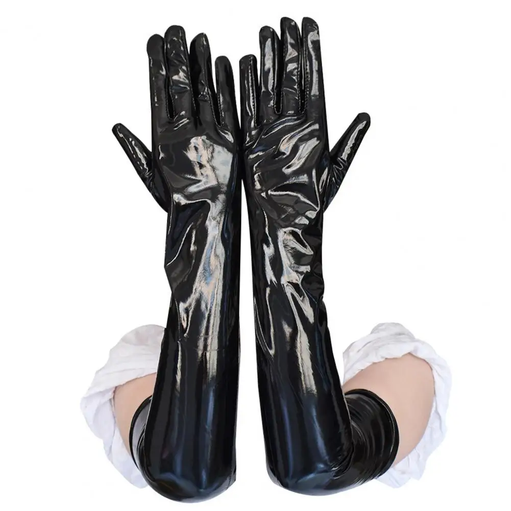

Nightclub Gloves Chic Patent Leather Full Fingers Punk Style Women Club Gloves for Party Performance Gloves Stage Gloves