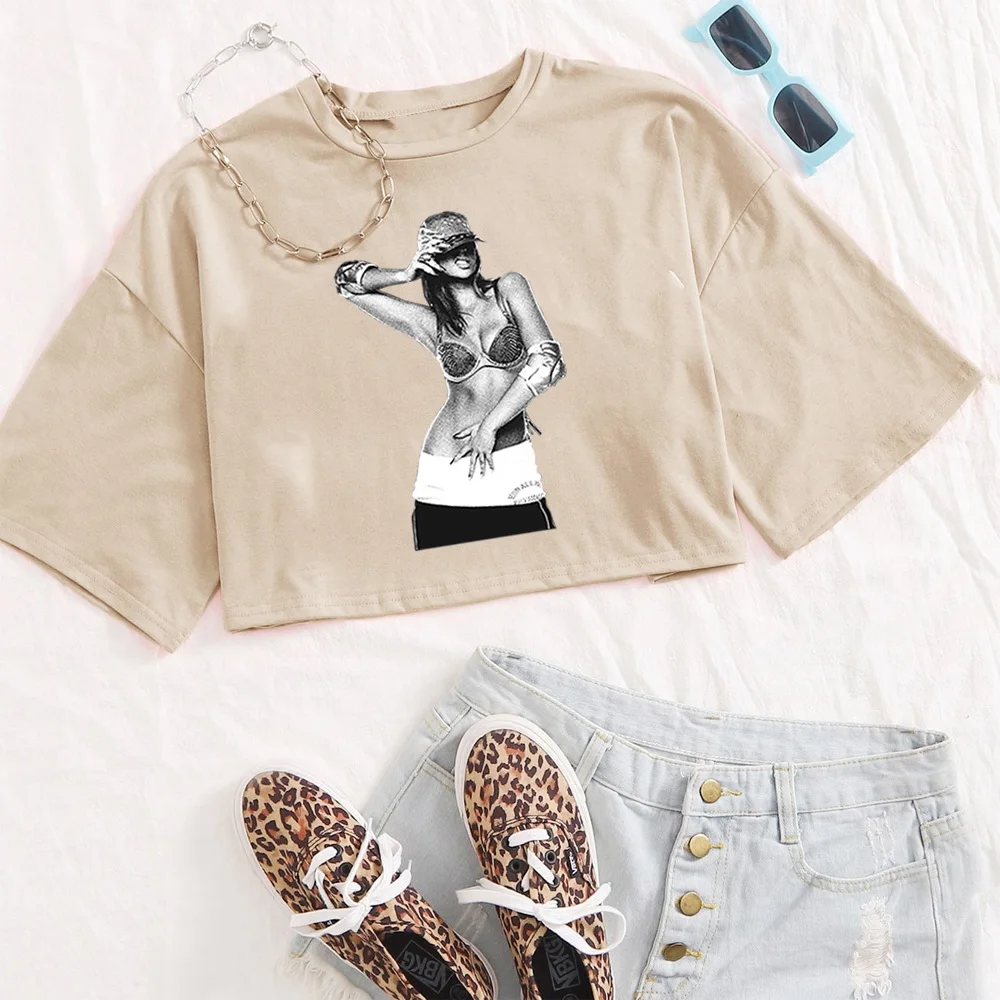 Футболка Tate McRae 2024 женские укороченные топы для девочек повседневные свободные