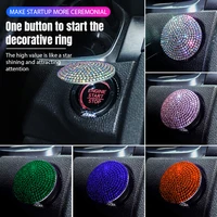 car interior decor rhinestone engine ignition onekey start stop push button switch protective cover bling girls auto accessories