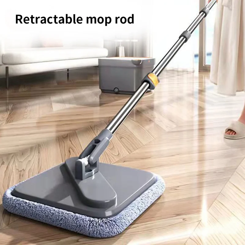 

5pcs Retractable Rod Replaceable Cloth Quick Dry With Bucket Wall Corner Automatic Cleaning Tools Floor Clean Rotatable Mop Set